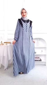 Gamis Crinkle Rubiah | Gamis Crinkle Premium Import | Gamis kotak kotak