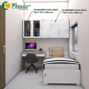 Lemari Gantung Elegan Putih 5 Pintu dengan Penyimpanan Dalam dan Penyekapan Otomatis