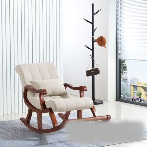 Solid Wood Rocking Chair Balcony Chair Lounge Chair Leisure Chair for Living Room Bedroom and Balcony