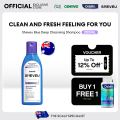 Sheveu Blue Deep Cleansing Anti-Dandruff Shampoo 200ml - Normal to Oily Hair, Oil Control, Fight Recurrence Itcthing & Flaking [Ostelin Brand Store]. 