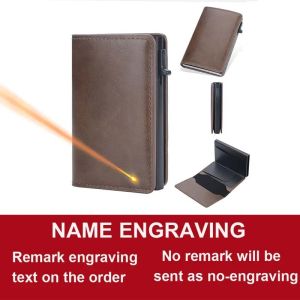 Personalized Name RFID Blocking Men Wallets Free Name Engraved Mini Slim Card Holder Brand Male Purses High Quality Popup Wallet