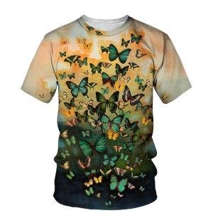 Colorful Butterfly T-shirt Mens Women Clothing Round Neck Short Sleeves T Shirts 3D Print Funny Insect Outdoor Casual Tees Tops