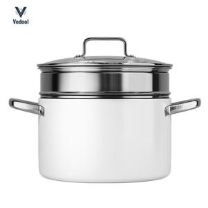 Non Stick Soup Pot Ceramic Coating Ceramic Cooking Cookware with Steamer Basket Cooking Pot Stainless Steel Handle for Soup Vegetable [Vodool Shophouse]