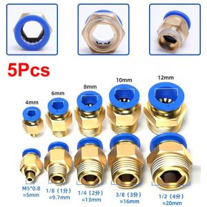 MIRELAE Brass Pneumatic Fitting PC 4 6 8 10 12MM Multi Size Air Connector Quick Connect Pneumatic Connector Pneumatic Systems