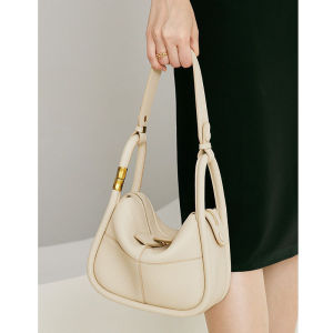 2026 European and American retro style pillow-shaped tote bag high-quality leather stitched shoulder bag double shoulder straps womens bag for daily use.