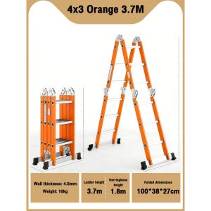 REAIM Foldable Aluminum Ladder Heavy Duty Portable Multi Purpose Anti-Slip Step Ladder Thickened Adjustable for Home Work