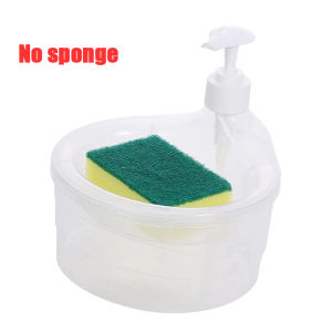 【GIFT】Round Soap Dispenser – Thickened Pump Bottle for Dishwashing Liquid with Sponge - Space Saving Kitchen Cleaning Tool 1000ML Multi-functional Soap Dispenser Scrubber Holder
