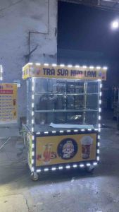 Xe bán hàng - Tủ trưng bầy bán nước ép  sinh tố  trà sữa  ăn vặt 1m2 cơ khí Tân Ngọc Châu 0937.272.899