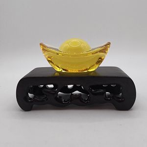 (SG Seller Ready Stocks) Glazed Glass (Liu Li) Golden Ingot Display Ornament Width 5.7+cm 琉璃黄金元宝摆件 宽5.7厘米