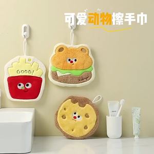 Hanging Hand Towel thickened construction hanging design absorbent use as stated coral fleece stated in source cartoon design hanging hand towel hand towel hanging 100% cotton hand towel