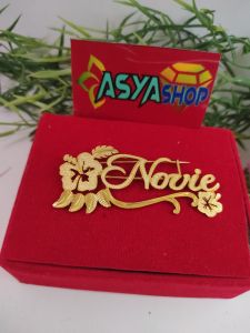 Bros Papan Nama Custom Titanium Lapis Emas 24K