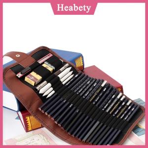 Heabety Canvas pen curtain pen bag 24 hole large capacity sketching color lead roll pen