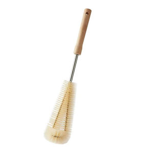 Wooden Handle Bottle Cup Brush Coffee Tea Glass Cup Baby Bottle Brush L-shaped Kitchen Cleaning Brush 40cm Kitchen Cleaning Tool