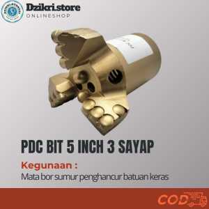 Mata Bor PDC bit 127 mm (5 inch) 3 sayap / Mata Bor untuk Batuan Keras dan Lunak / High Quality