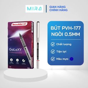 Hộp 12 Bút Bi Mực Nước PVN - 177 Ngòi 0.5mm Snowhite - Dành Cho Văn Phòng Học Sinh Sinh Viên
