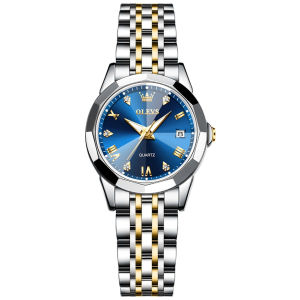 OLEVS 9931 Quartz Fashion Women Watch Gift Round-dial Stainless Steel Watchband Wristwatch Calendar Luminous