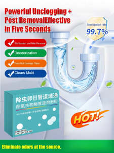 [Powerful Drain Cleaner/Insect Repellent/Odor Eliminator] Bio-Enzyme Drain Cleaning Foaming Powder Pipe Cleaner and Insect Repellent Bio-Enzyme Drain Unclogging Insect Removal Powde