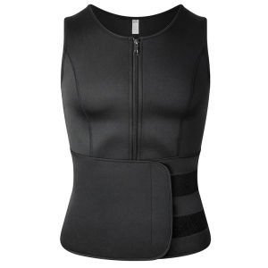 JHHB Men Waist Trainer Slimming Vest Sauna Sweat Compression Workout Shirts Fat Burner Stomach Slim Body Shaper Weight Loss Suit