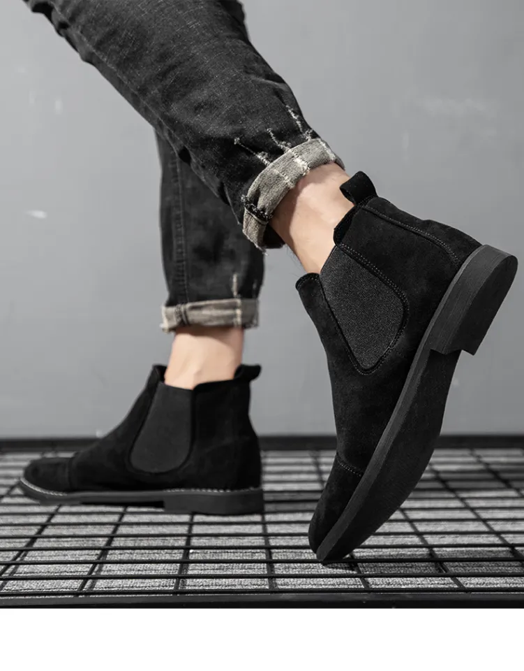 Prikol British Klasik Sepatu Chelsea Boots Pria Modern Casual