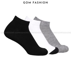 Combo 10 đôi vớ cổ ngắn nam nữ trơn tất nam cổ thấp chất liệu cotton hút ẩm thoáng khí khử mùi - GOMSOCKS-NGAN-CB10
