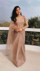 Premium Organza Silk Work Embroidery Work & Hand Diamond Work With Latkan