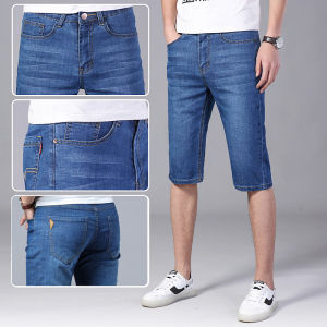 ZeroDis Stretch Thin High Quality Cotton Denim Jeans Male Short Men Knee Length Soft Blue Casual Shorts Plus Size 28-38