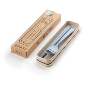 [SG Seller]  Wheat Straw Spoon Tableware Set Cutlery Utensils With Storage Case Children Day Gift