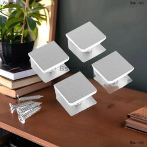 [COD] Bsuimki ที่หนีบกระจกสี่เหลี่ยม4ชิ้นที่ยึดชั้นกระจกคลิปชั้นวางอลูมิเนียมตัวยึดสำหรับบอร์ดความหนา5มม. 6มม. 8มม. 10มม. 12มม.