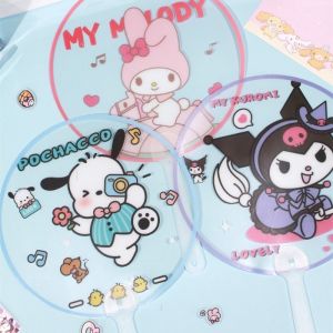 Sanrio Anime Summer PVC Fan HelloKitty Kuromi Pochacco My Melody Cute Portable Handheld Fan Plastic Fan Prize Gift