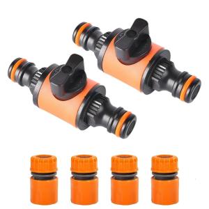 Garden Hose Pipe Tube Quick Release Valved Connector with Control Valved Extender Hose End for Horticultural Irrigation