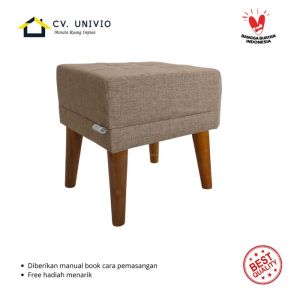 UNIVIO Kursi Meja Rias Pouf Puff Stool Canvas Daphnie Kaki Retro Minimalis