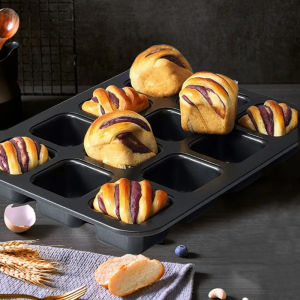 12 Holes Carbon Steel Baking Pan Oven Brownie Pan with Dividers Muffin Pan Cupcake Pan Non Stick Pan