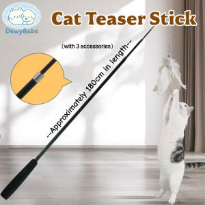 DewyBabe Extended 4-Section Telescopic Cat Stick 1.8m Long Fishing Rod Resistant Feather Bell Cat Toy 逗猫棒