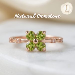 Four-Leaf Floral Peridot Ring (ADJUSTABLE RING)