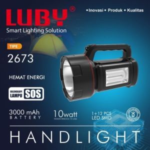 Luby Senter Tangan 2 in 1 L-2673 10W + 12 SMD LED Baterai 2200Mah Rechargeable 10Jam