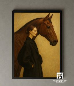 Tranh Nghệ thuật "Người Đẹp Và Ngựa" VIETSMART ART - Sơn dầu 60 x 90cm