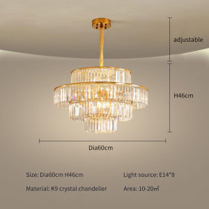 Modern LED Luxury Round Golden Crystal Chandelier Lighting For Living Room Dining Room Lamp Bedroom Indoor Light Fixtures