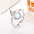 【Bosuer💛COD】Cincin Ekor Ikan Ins Manis Cincin Jari Telunjuk Batu Bulan Cincin Jari Telunjuk Gaya Mori Busa Putri Duyung Wanita. 