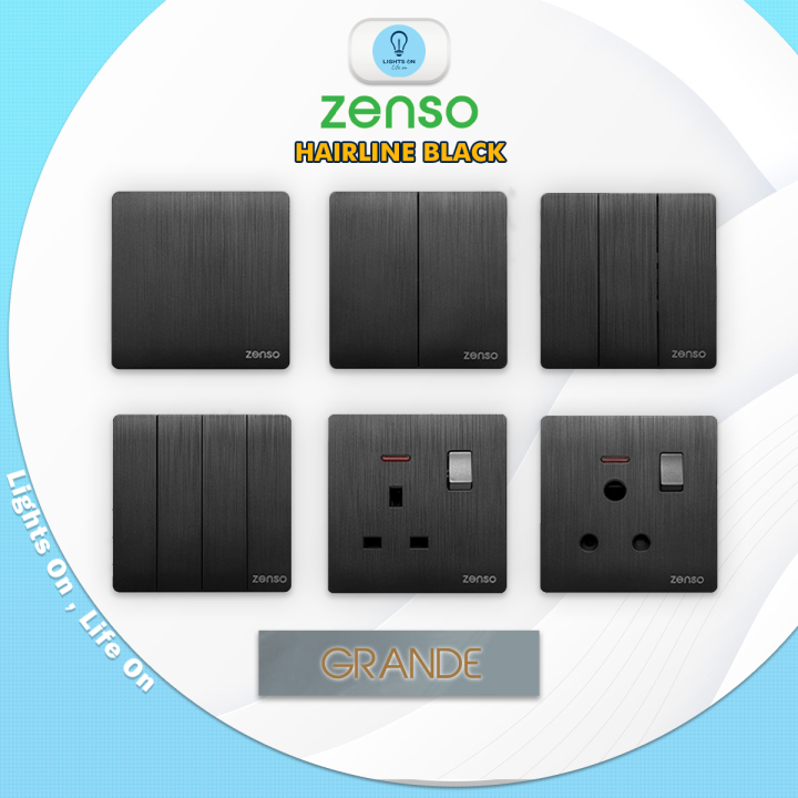 ZENSO Grande Series Black Color Switches & Socket Suis Lampu Warna ...