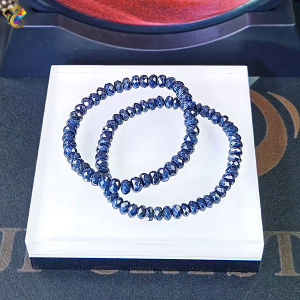 Graduation Grade Natural Faceted Blue Sapphire Abacus Bracelet