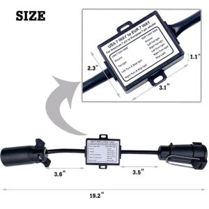 1PC Trailer Light Converter To EU Trailer Light Converter US Vehicle 7-Pole RV Blade Socket To EU 7-Pin Round Plug Connector For Trailer