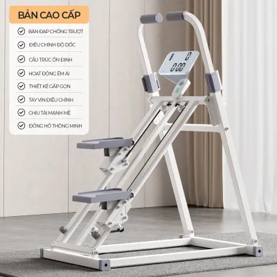Máy tập thể dục leo núi đa năng cao cấp Máy leo bậc thang tại nhà gấp gọn khung thép có đồng hồ bấm giờ đi kèm