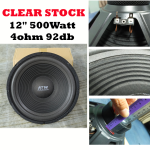 12INCH ATW Max 500 Watt 92db 4ohm Car Woofer Speaker Subwoofer Speaker Low Bass Audio System