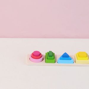 Wooden Shape Matching Puzzle Toy Color Shape Sorting Blocks Educational Montessori Toy For Boys Girls