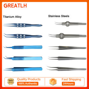 GREATLH 1pc Hair Transplant Implanter Tweezers Hair Planting Forceps Straight Curved Angle Head Hair Punches Planting Tool