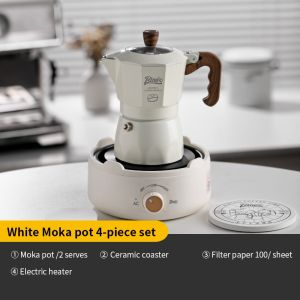 BINCOO Moka Pot Double-valve Household Small Coffee Pot Espresso Machine Set Coffee Utensils 2Cups