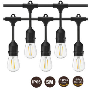Đèn Dây Năng Lượng Mặt Trời Đèn Dây LED Năng Lượng Mặt Trời Chống Vỡ Đèn Dù Ngoài Trời Với 20 Bóng Đèn Chống Nước Cho Sân Trong