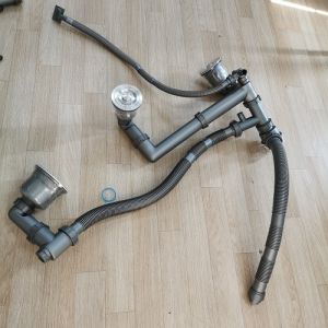 Bộ xả nước bồn rửa chén Inox 3 ngăn 3 cốc thu nước 11cm