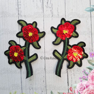 (Per Pcs) AP597 Iron Patch  Bordir Bunga Cantik / Bordir Setrika / Emblem Baju / Aplikasi Bordir