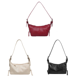 กระเป๋าสะพายไหล่สำหรับผู้หญิงสีทึบถุงรักแร้กระเป๋าถือเรโทรกระเป๋าแบบหนีบแขนผู้หญิงกระเป๋าถือสำหรับทุกวัน